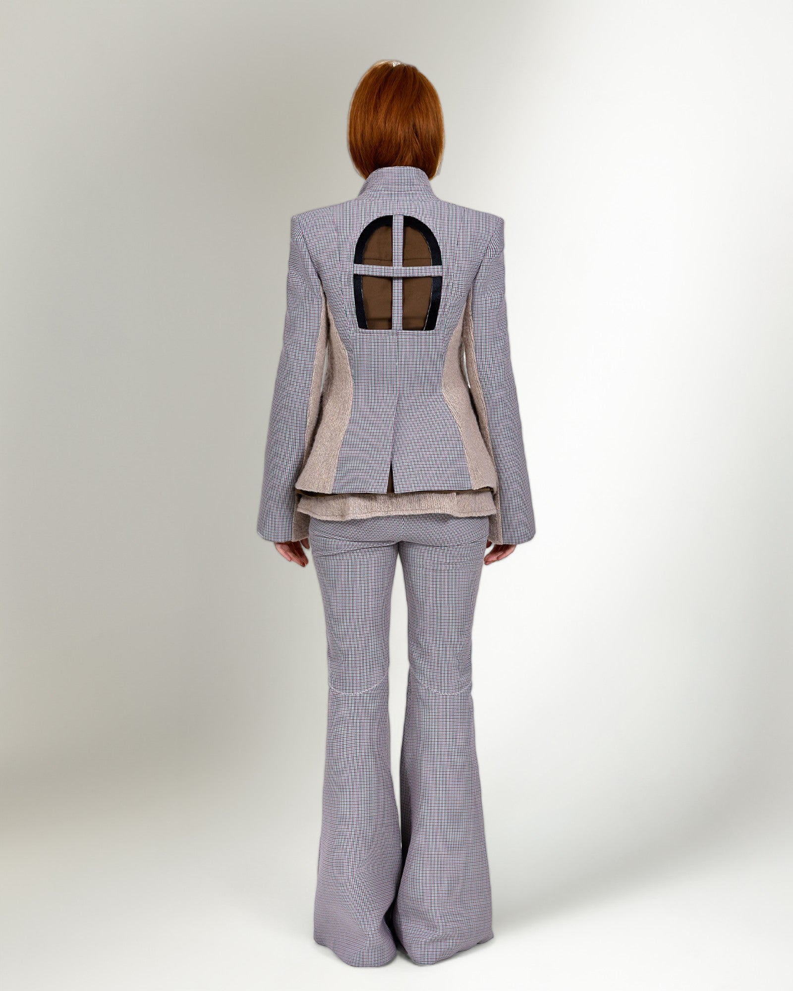 "LA LUNETTE WINDOW"  ASYMMETRIC  PLAID VIRGIN WOOL BLAZER